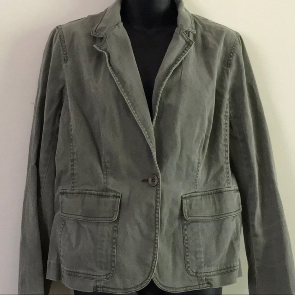 Faded Glory denim Olive Grn Jacket 12 14 L